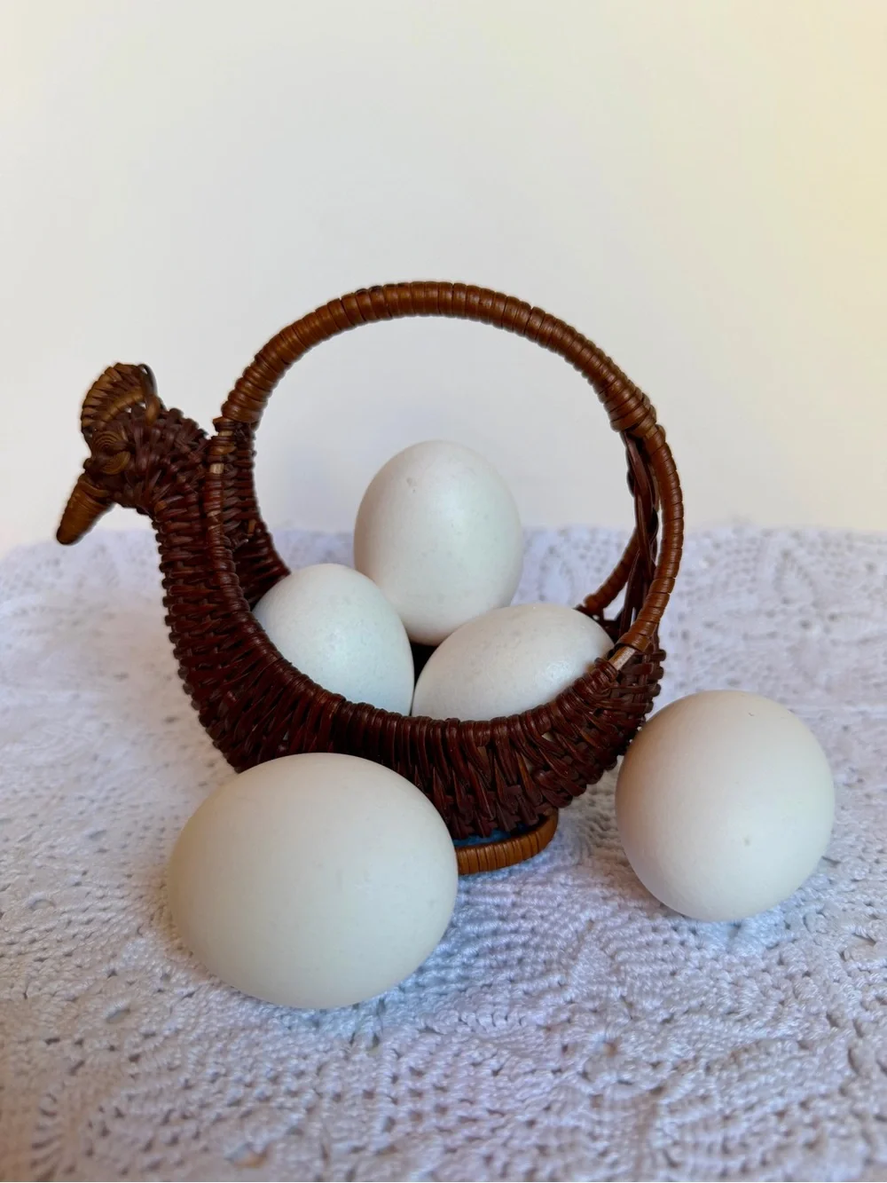 Vintage Handwoven Wicker Chicken Basket Rustic Farmhouse Easter Egg Decor